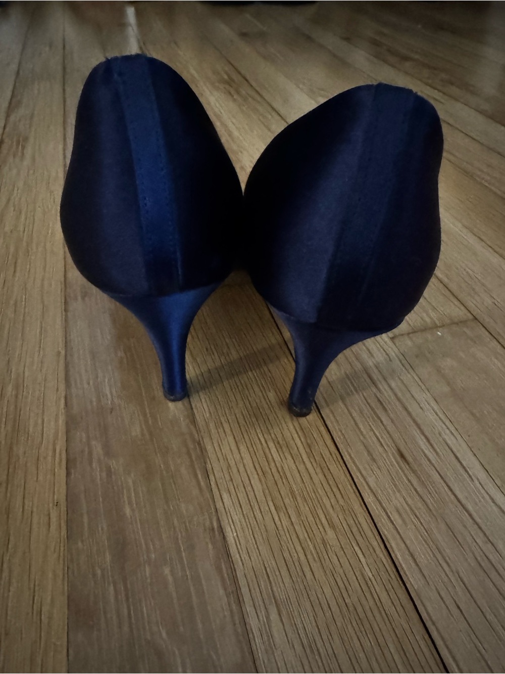J. Crew Navy Satin Bow Peep-Toe Heels - Picture 2 of 7